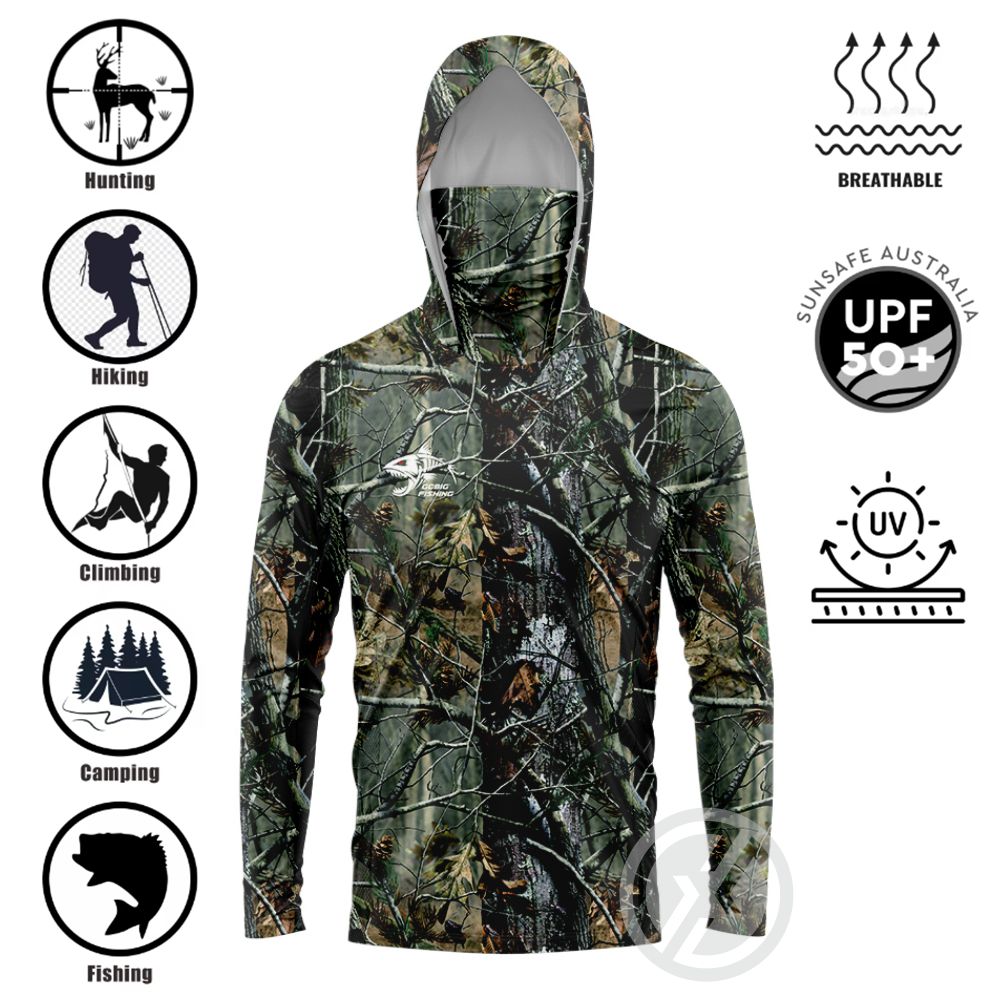 Fishing Hoodie - قميص صيد بغطاء رأس UPF50+ مع