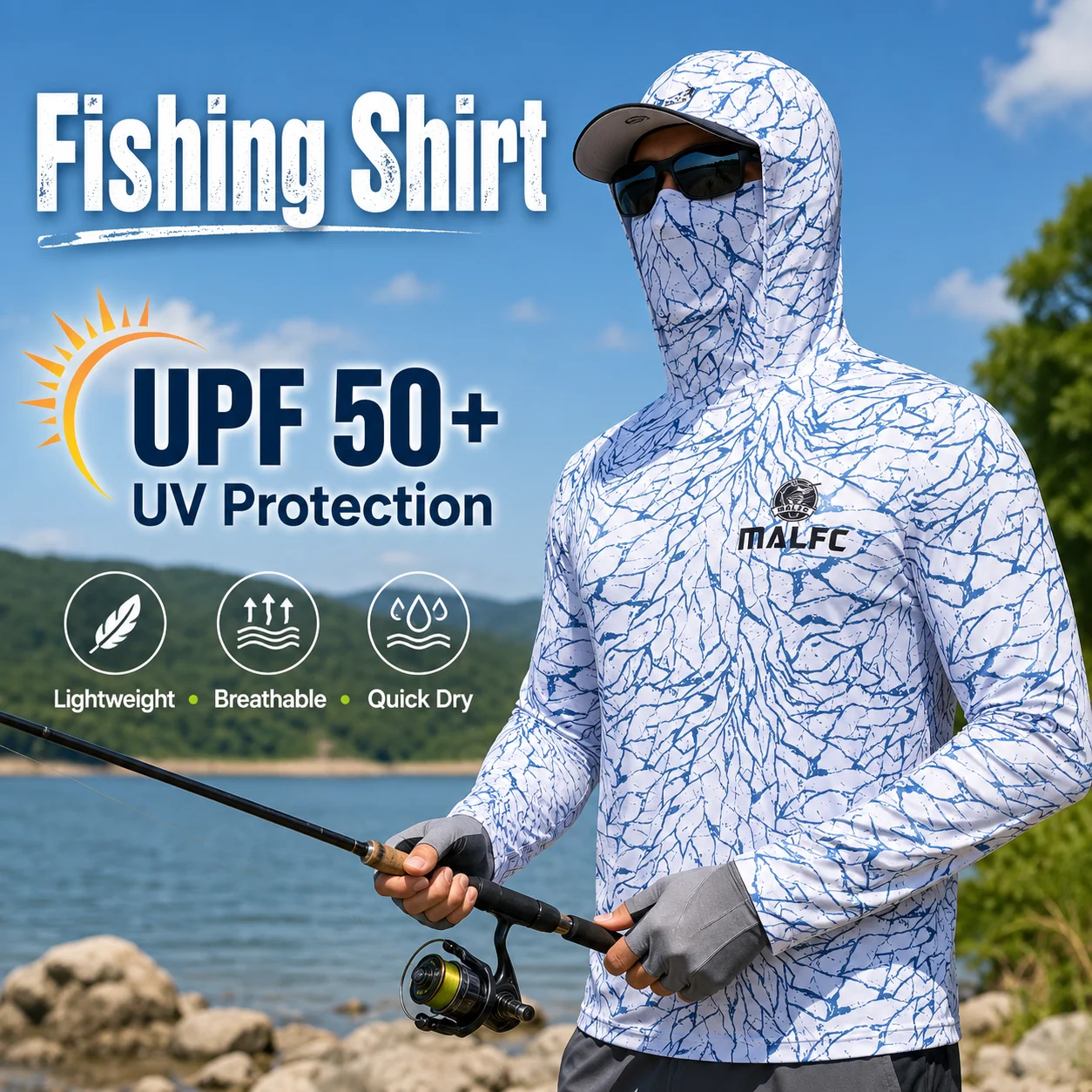 Fishing Shirt Uv Protection - قميص صيد رجالي بأكمام طويلة مع
