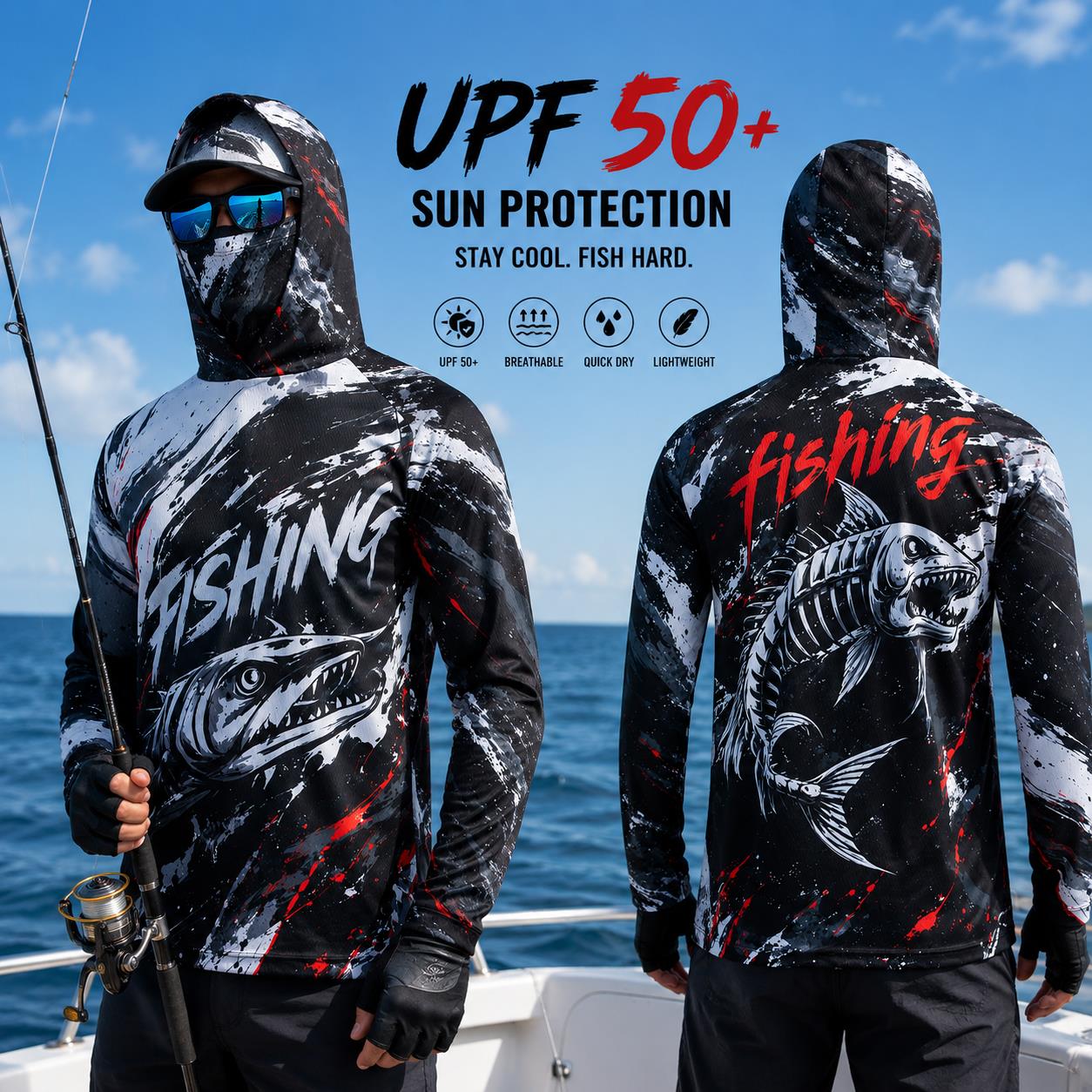 Fishing Hoodie - هودي صيد للرجال سريع الجفاف وقابل