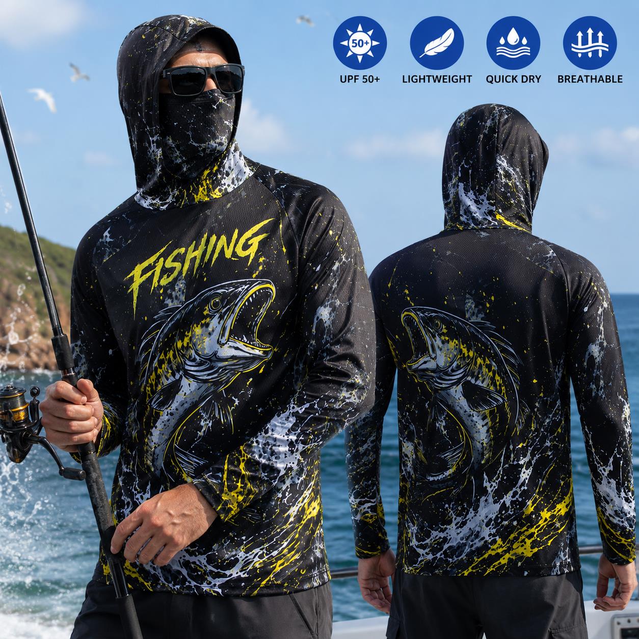 هودي صيد للرجال سريع الجفاف وق - مراجعة Fishing Hoodie وسعره